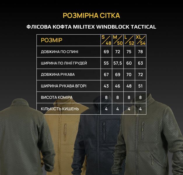 Флісова кофта койот Militex mod. 4 KBRG-1238-S фото