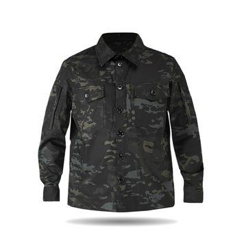 Сорочка тактична Operator 5 Twill чорний мультикам на ґудзиках KBRG-2236-S фото