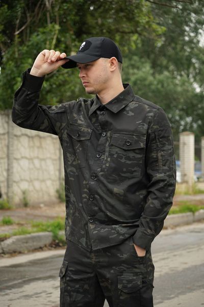 Сорочка тактична Operator 5 Twill чорний мультикам на ґудзиках KBRG-2236-S фото