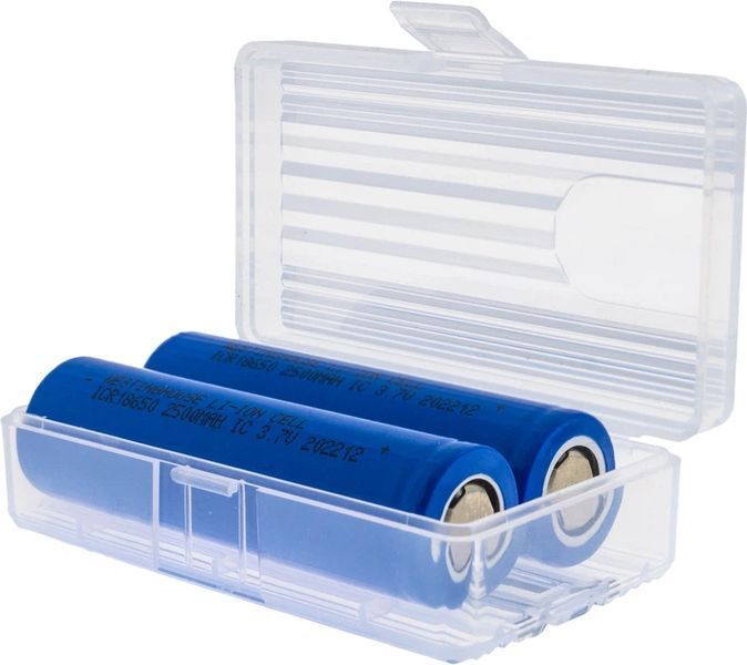 Акумулятори Westinghouse ICR18650F 2500 mAh 3.7V Li-ion набір 2 шт у пластиковому боксі 18650 KBRG-ICR18650F-2500-2/box фото