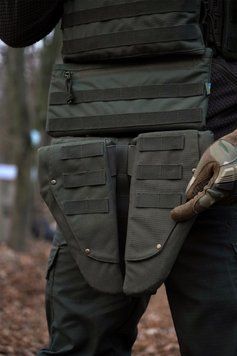 Захист паху (напашник) потрійний Kiborg з балістичним пакетом 1 клас захисту Militex Khaki KBRG-17022 фото