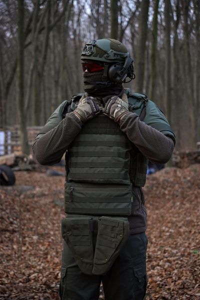 Захист паху (напашник) потрійний Kiborg з балістичним пакетом 1 клас захисту Militex Khaki KBRG-17022 фото